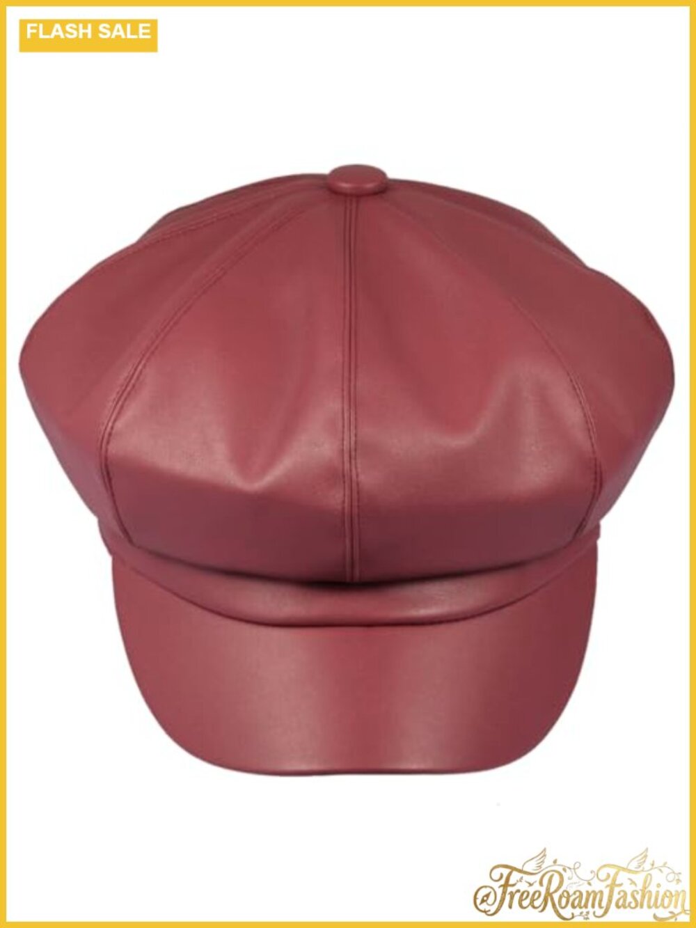 8 Panel Newsboy Beret Cap PU Leather Cabbie Hat Women One Size